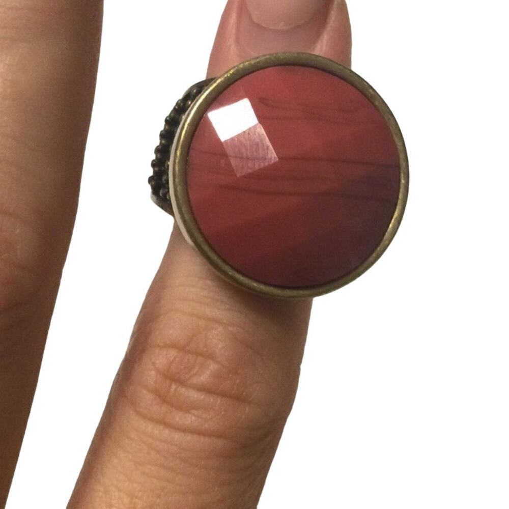 Lia Sophia Jupiter Ring NEW size 7 retired large statement antique gold tone vtg